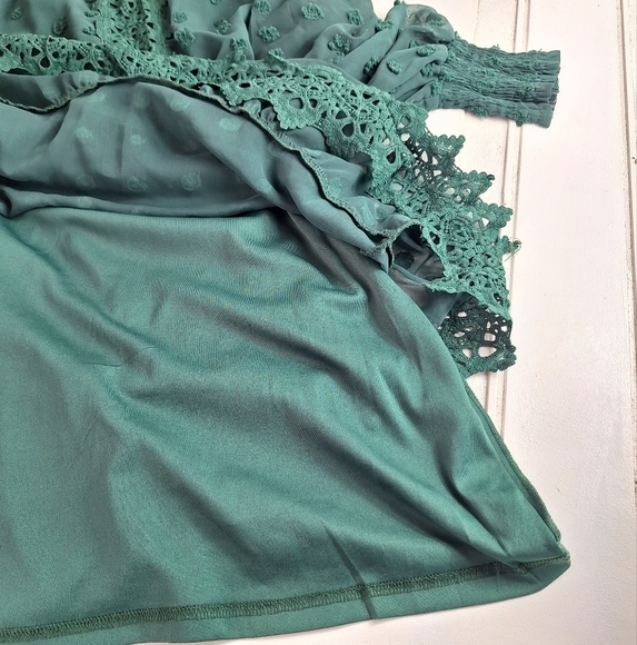 Lulus Lust or Love Emerald Green Embroidered Lace Long Sleeve Dress Small - Picture 9 of 16